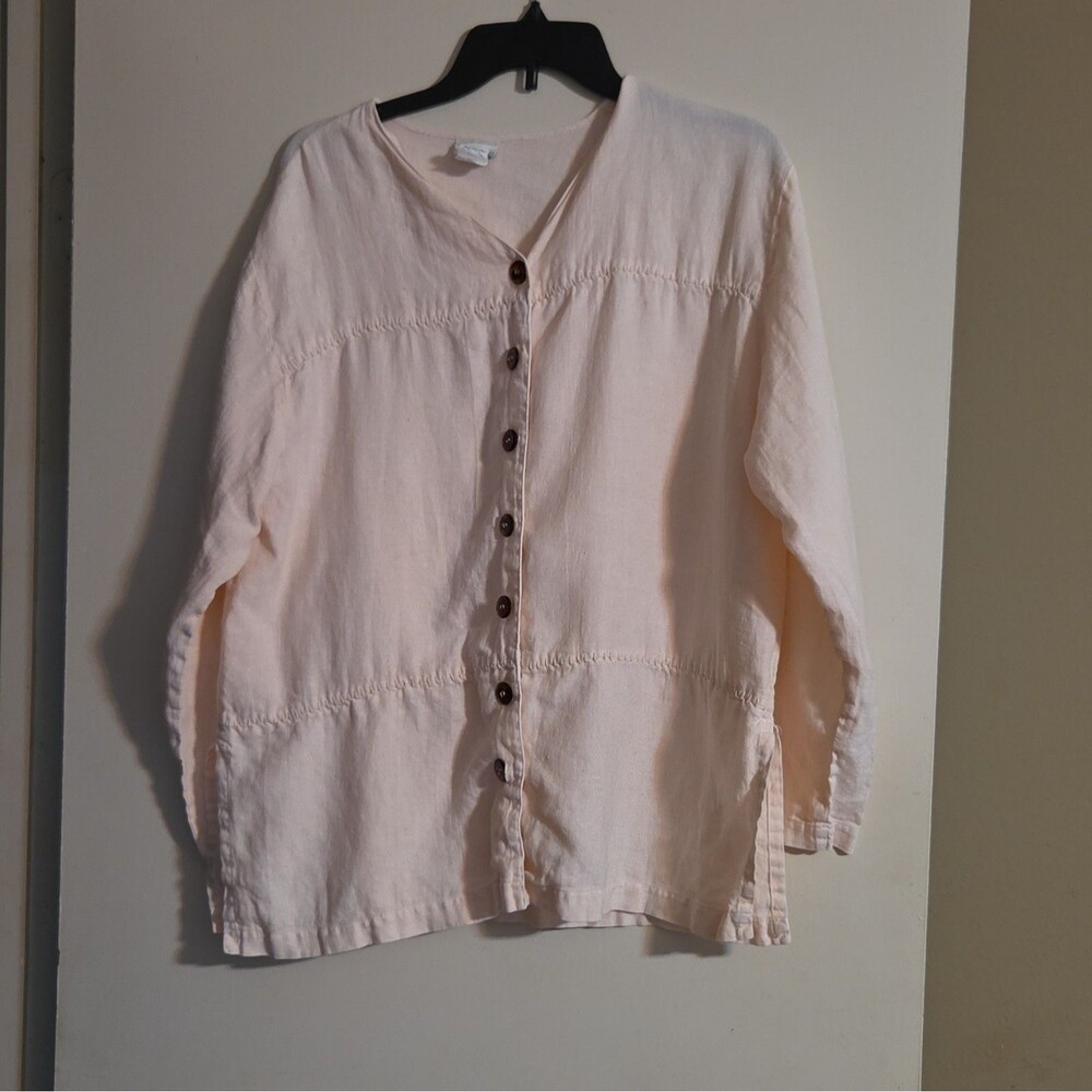 Vintage KIKO COMFORTABLE CLOTHING 100% Linen Lagenlook Shirt Jacket, One Size